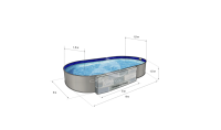 Каркасный бассейн морозоустойчивый Лагуна стальной (Гигабасс) 8 х 3 х 1.5м овальный (вкапываемый) цвет Платина.ТМ876/800300