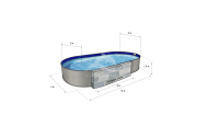 Каркасный бассейн морозоустойчивый Лагуна стальной (Гигабасс) 10 х 4 х 1.5м овальный (вкапываемый) цвет Платина.ТМ880/100400