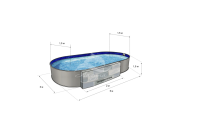 Каркасный бассейн морозоустойчивый Лагуна стальной (Гигабасс) 5 х 3 х 1.5м овальный (вкапываемый) цвет Платина. ТМ605/500300